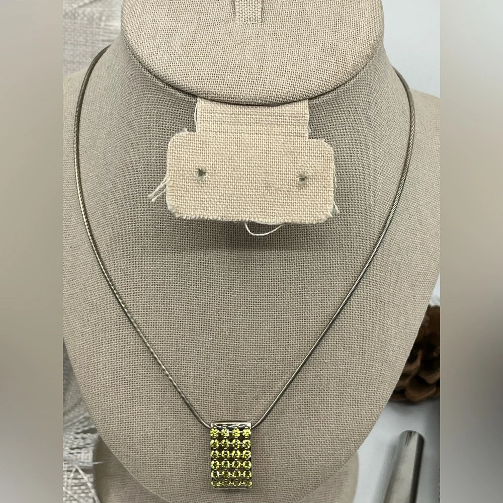 Paul Klecka Sterling Silver Diamonique Pendant Necklace – Pink & Yellow Stones - Picture 9 of 16